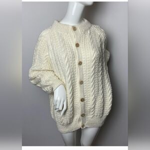 Chunky Hand Knit Wool Cardigan Cream